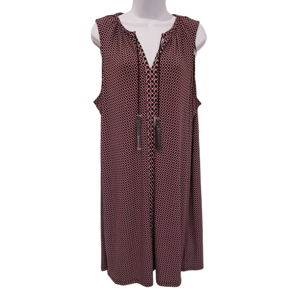 NWOT Michael Kors Garnet and Black Tasseled Sleeveless Dress Cute!! Size XL